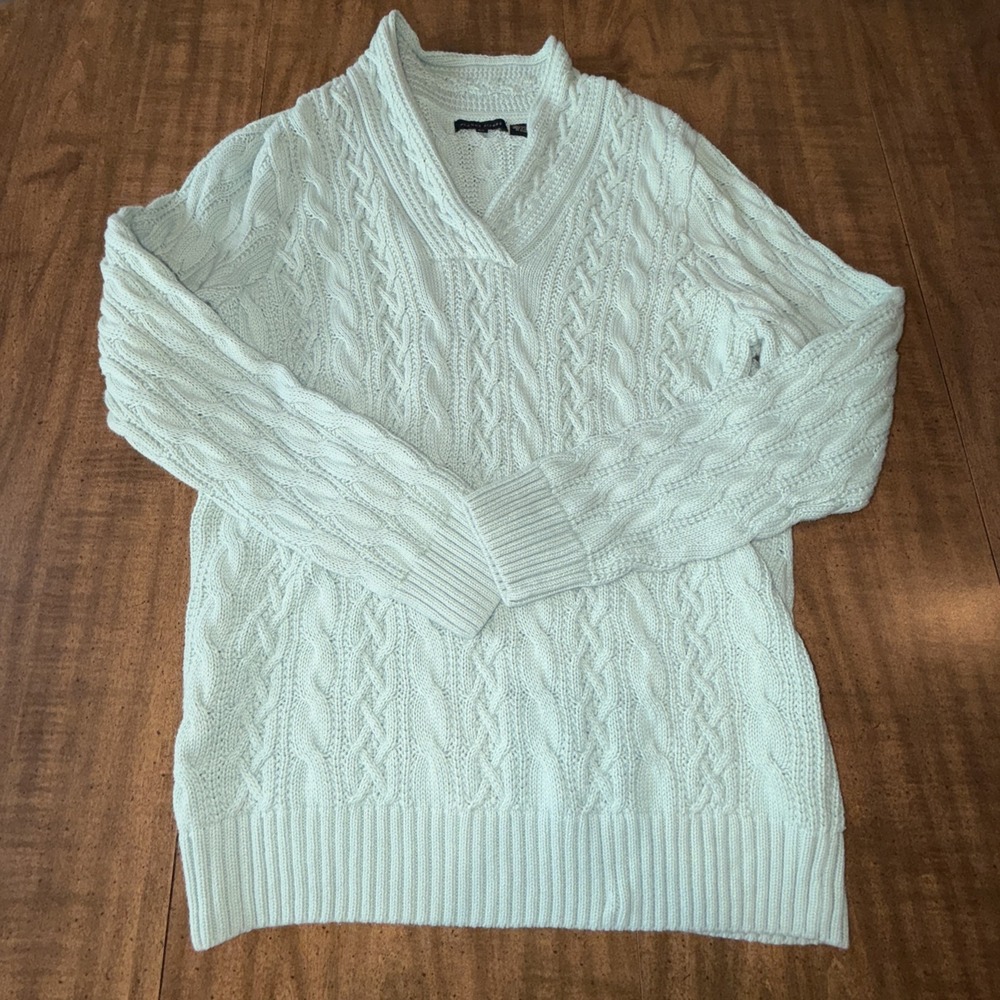 Jeanne Pierre Cable Knit Sweater Womens XL Pullover Long Sleeve Mint Green